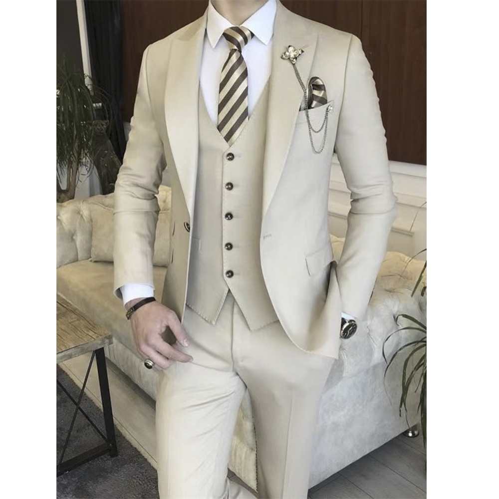 Beige Full Men Suit Set Weddin - Men'S Grooming Brands recension och pris